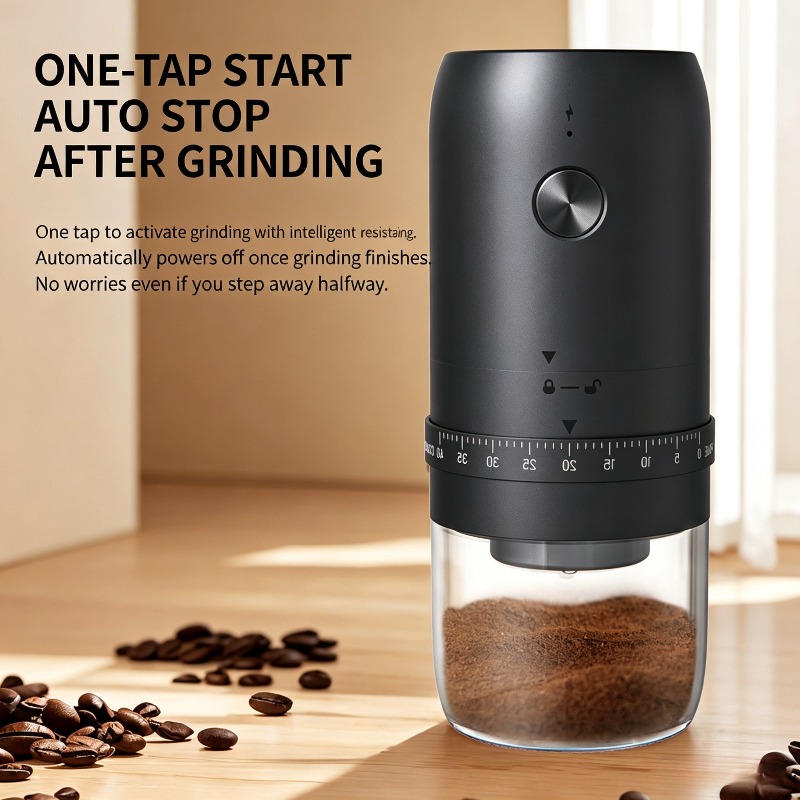 Coffee Bean Grinder Electric - Macinacaffè Elettrico USB Portatile, 40 Livelli
