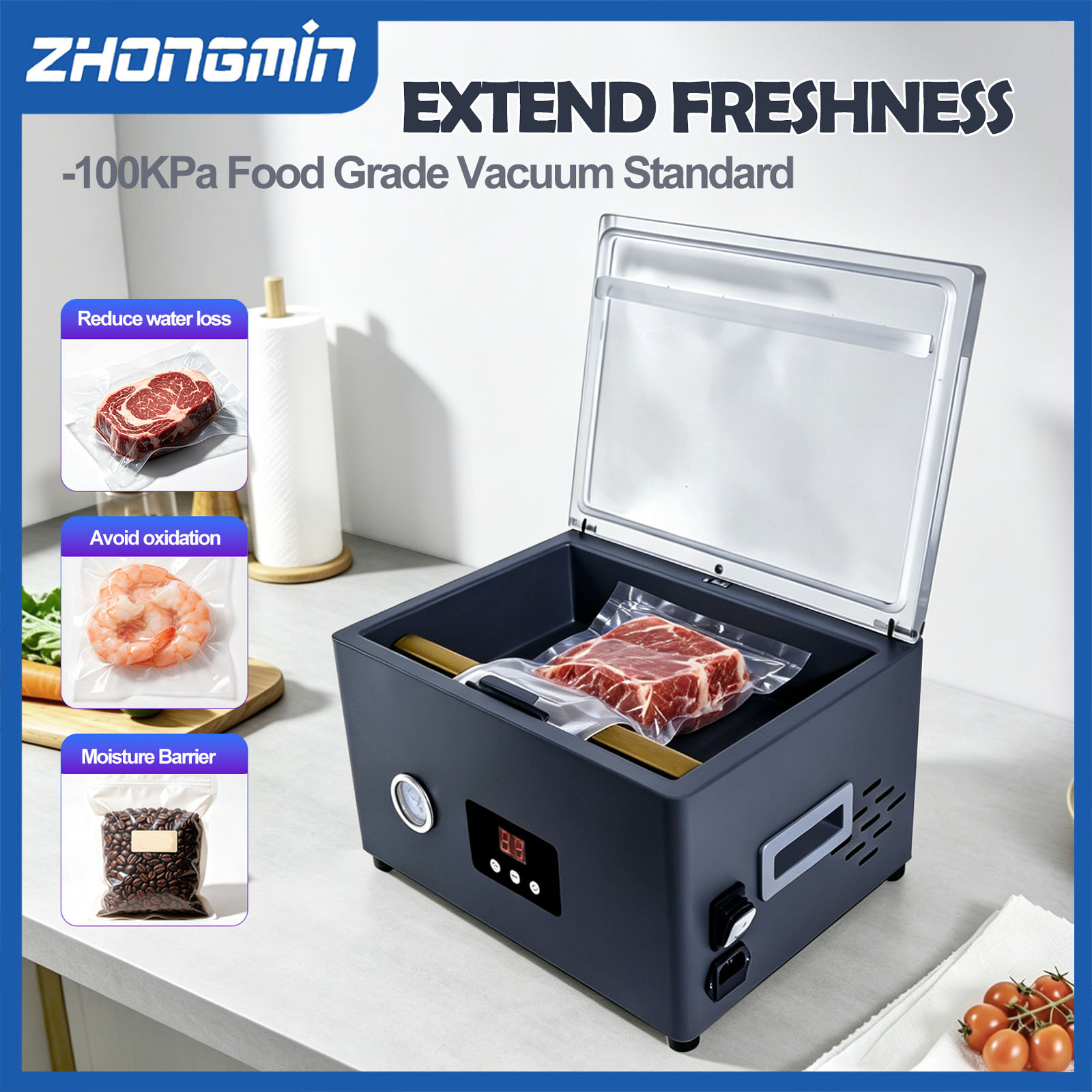 Food Vacuum Sealer Machine - Macchina sigillatrice sottovuoto per alimenti ZM-CVS300,