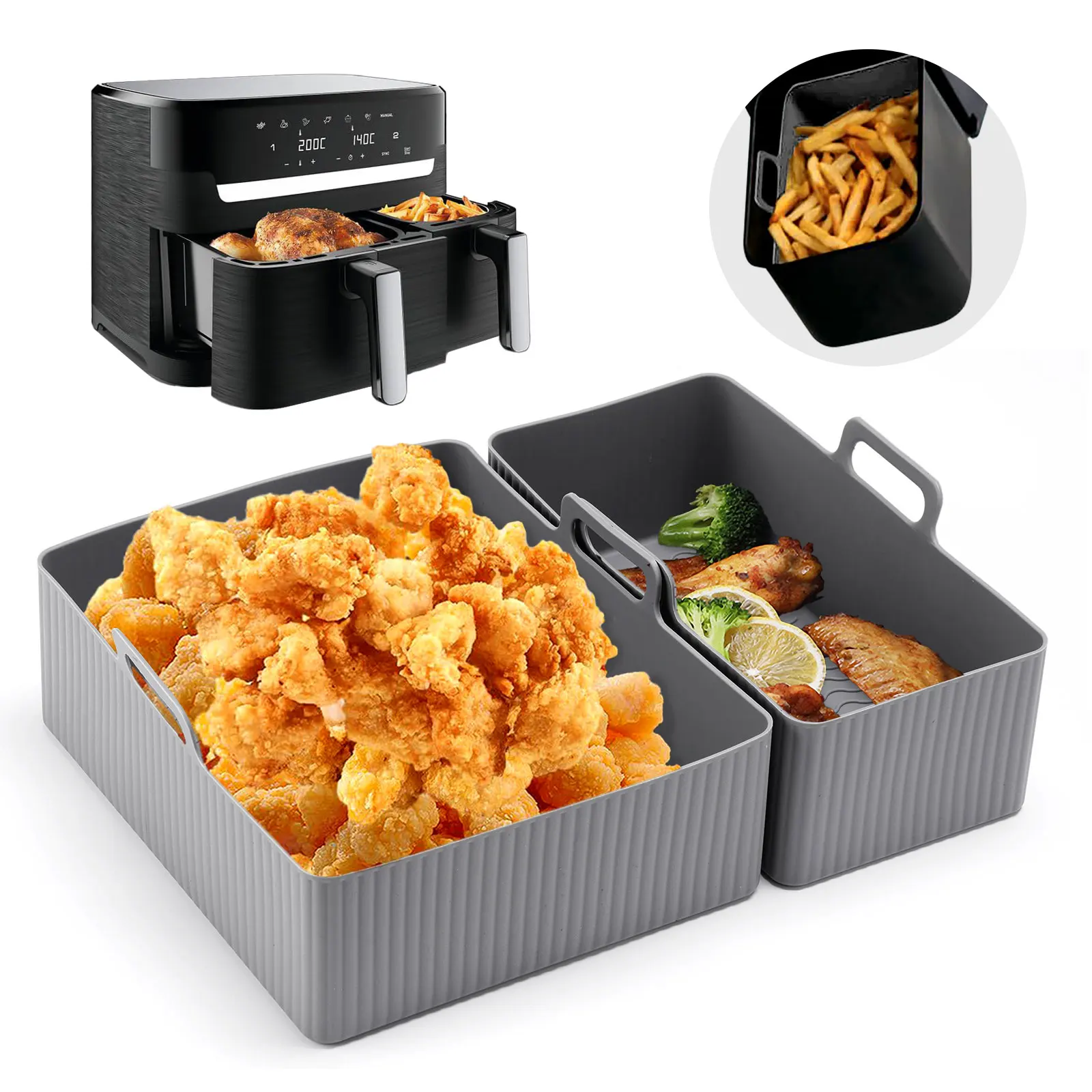 Air Fryer Silicone Pot Liner - Set di 2 Pezzi Tappetino in